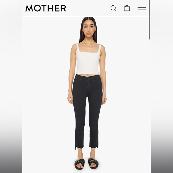 MOTHER | Insider Crop Two Step Fray, Black Wash, Women’s Size 24 - Picture 1 of 11